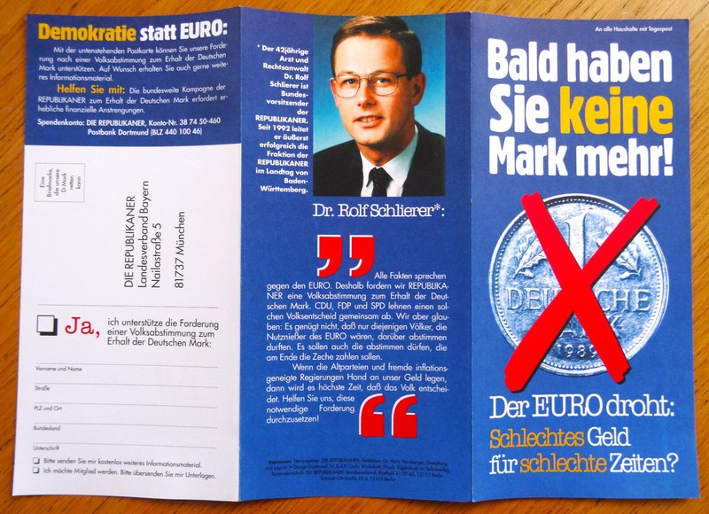 Alter Flyer - Die Republikaner - Bald Haben Sie Keine Mark Mehr! - Wie Neu