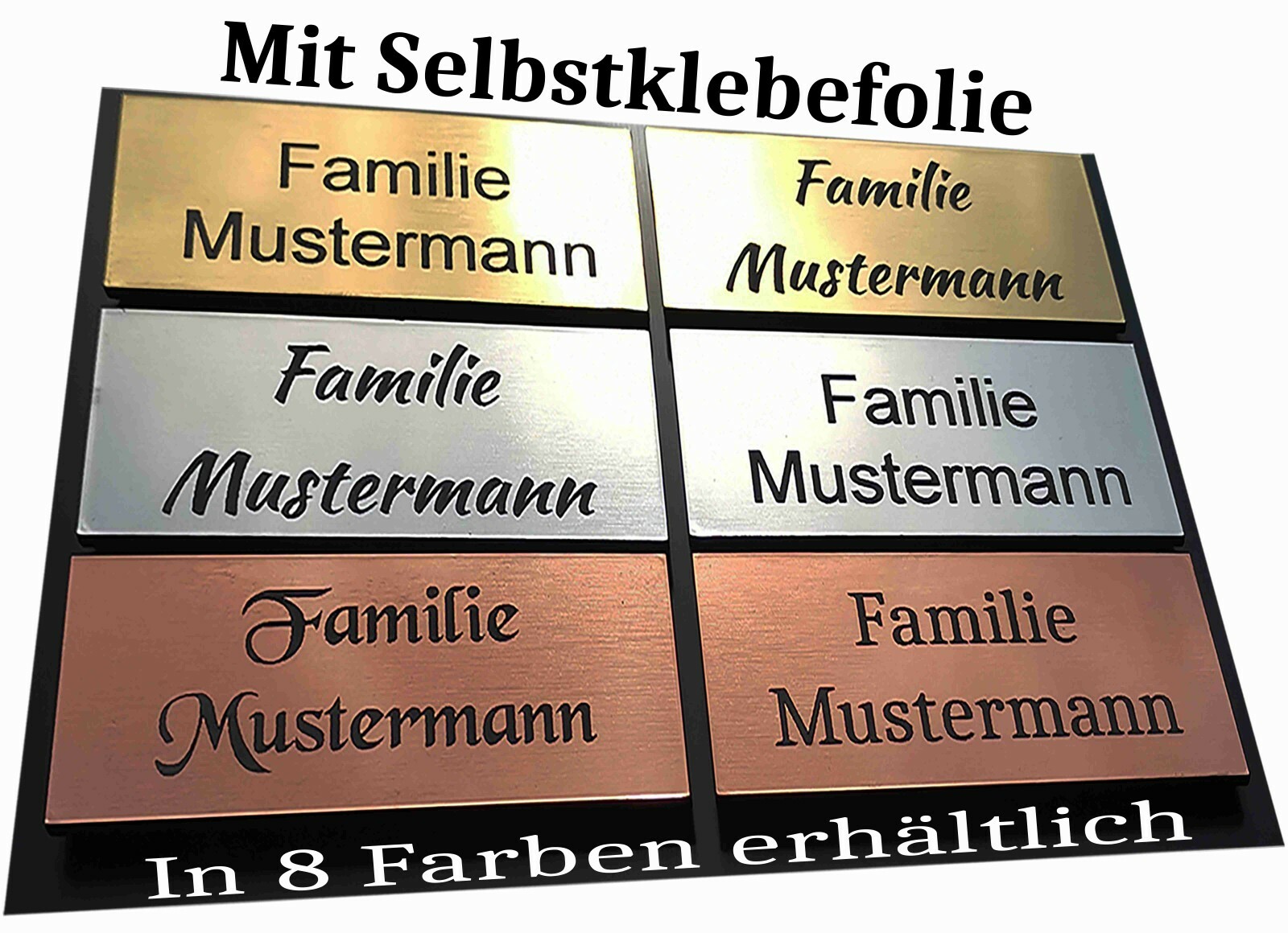 Klingelschild Türschild Briefkastenschild Namensschild mit Gravur selbstklebend
