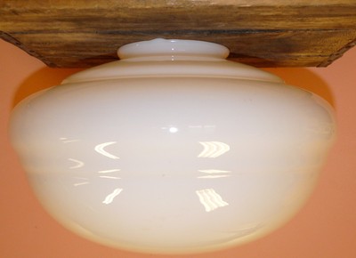Vintage Art Deco Ceiling Light 16quot Milk Glass Globe Cover Antique School House