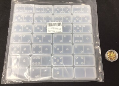 28 Cavities Silicone Dominoes Domino Game Play Epoxy Resin Mold W/ Glitter NEW