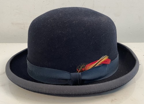 BEAVER BRAND HATS BLUE DERBY BOWLER BEAVER FELT WOOL SIZE 6
