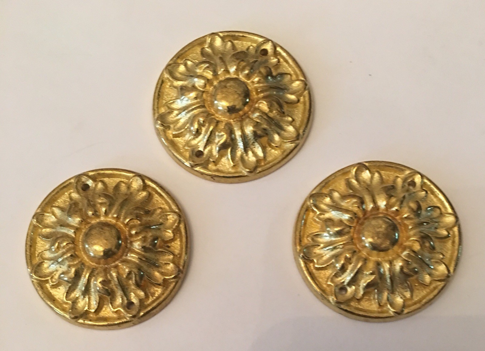 Kindel Furniture Three Solid Cast Brass Decorative Trim Pieces 1-5/8”