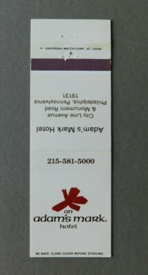 Matchbook cover - Adam's Mark Hotel - Philadelphia, Pennsylvania