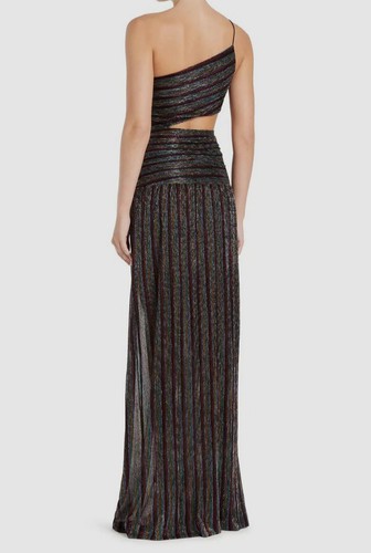 Pre-owned Rebecca Vallance $765  Women's Black Ronnie One-shoulder Gown Dress Size 12