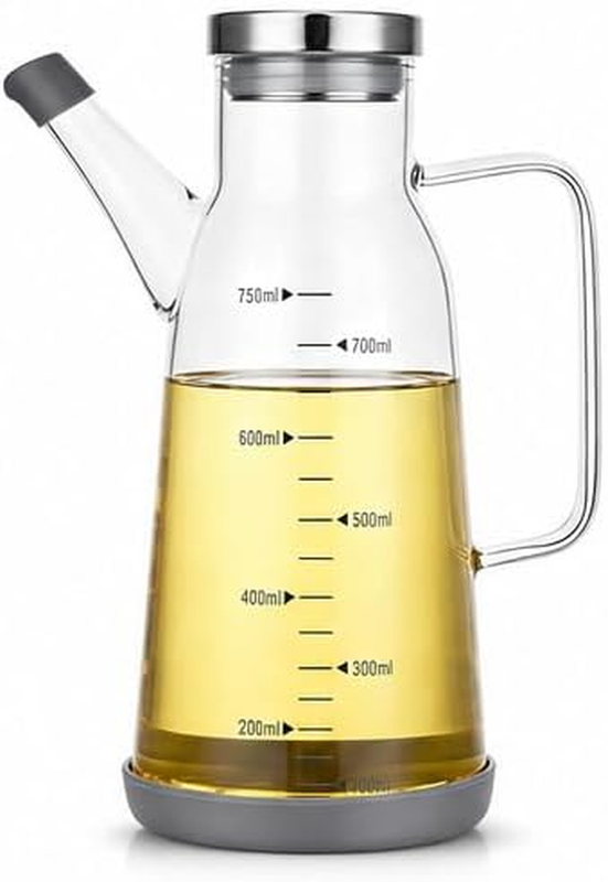 Premium 25OZ Glass Oil Dispenser Bottle – 750Ml Large Oil Pourer with Drip-Free