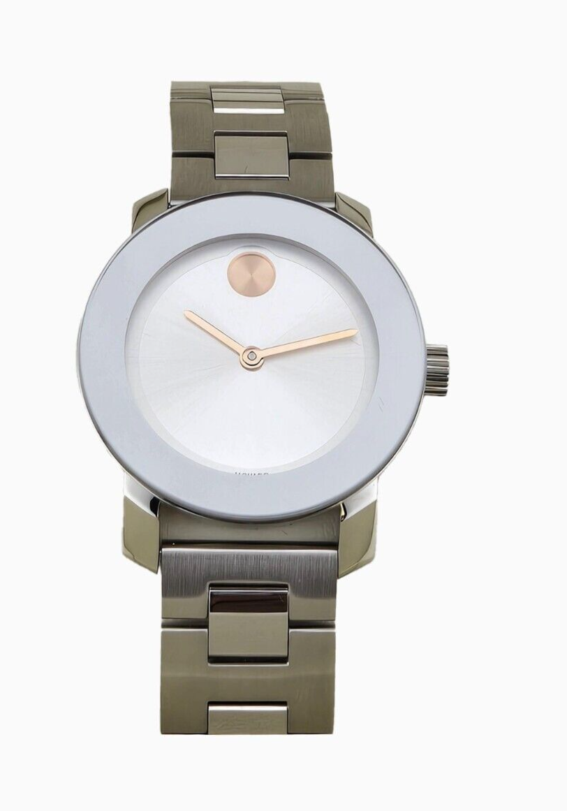 Pre-owned Movado Bold 3600433 Silver Sunray Dial Stainless Steel Women's Watch -