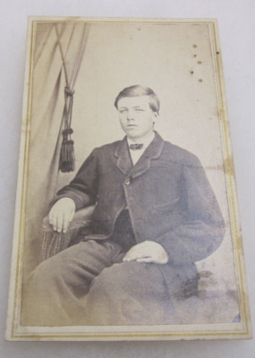 CDV - OLDER Boy seated & wearing a Bow Tie