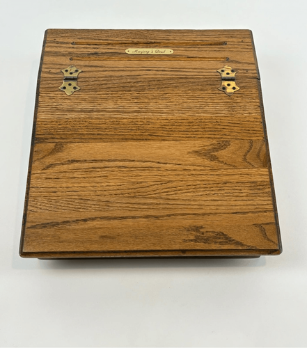 Vintage Oak Slant Lift Top Travel Desk Laptop Desk Green
