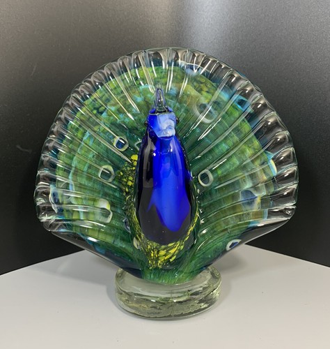Italian Murano Style Glass Peacock with Stunning Colors