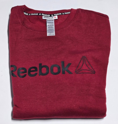 Reebok Crewneck Sweatshirt Red Unisex Spellout Logo New XL