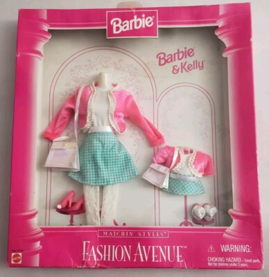 1996 Barbie & Kelly Matchin  Styles Pink & Green Fashion Avenue #17292 Mattel