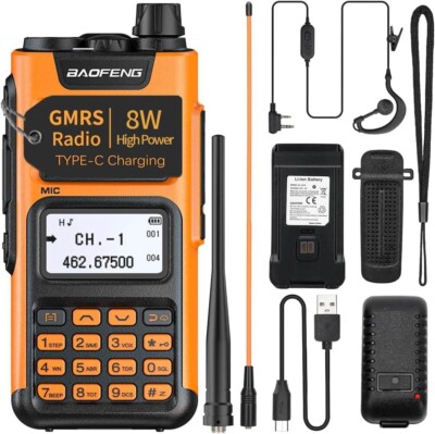 Walkie Talkie Rechargeable Handheld Two Way Radios NOAA Weather Channels, GMRS R