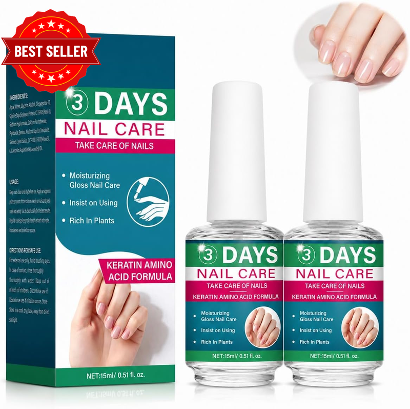 Nail Strengthener and Nail Hardener, 2 Pack 3 Days Nail Care Keratin Amino Acid