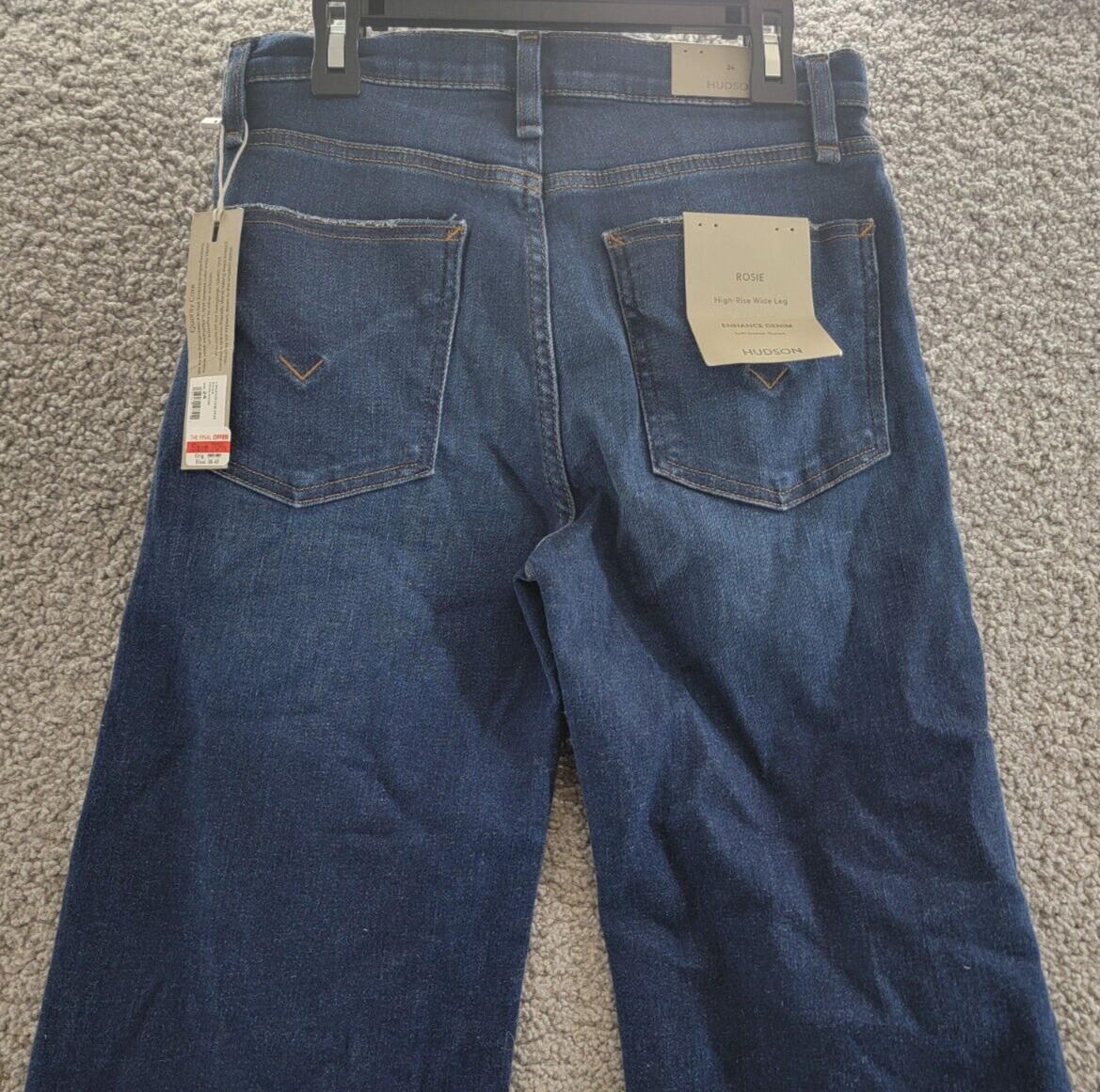 Hudson Jeans Rosie Wide-Leg Full-Length Jeans Women's 24 Poseidon Button Closure - Picture 13 of 18
