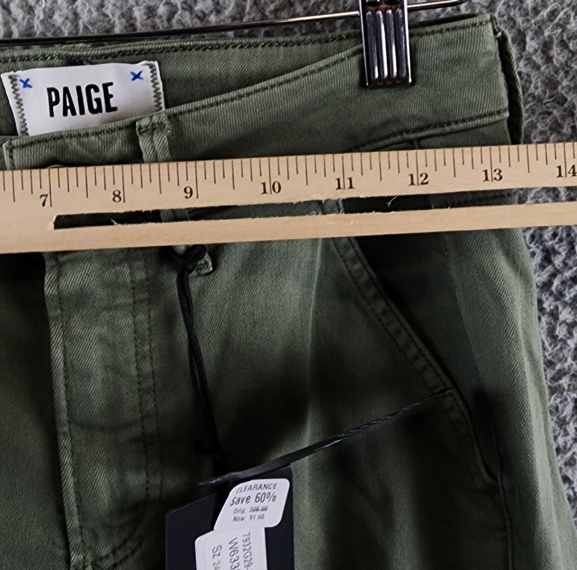 Paige Jolie Skinny Cargo Pants Women's 24 Vintage Ivy Green Zip/Button Closure - Picture 10 of 17