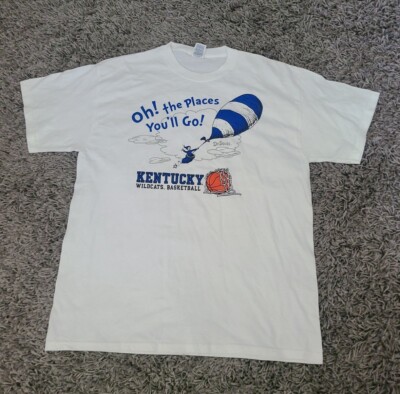 Oh! The Places You'll Go! Kentucky Wildcats Basketball Shirt, white tshirt, sz L