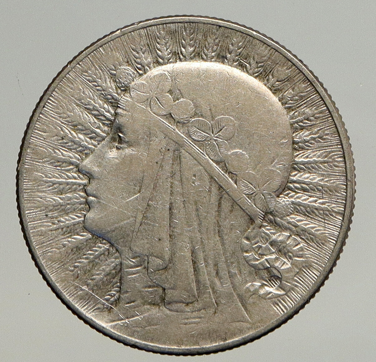 1933 POLAND Queen Jadwiga & Eagle Polish Antique Silver 5 Zlotych