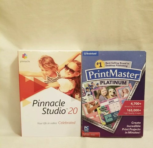 (7 pack)Pinnacle Studio 20 Video Editing Suite/ PRINTMASTER Platinum Broderbund