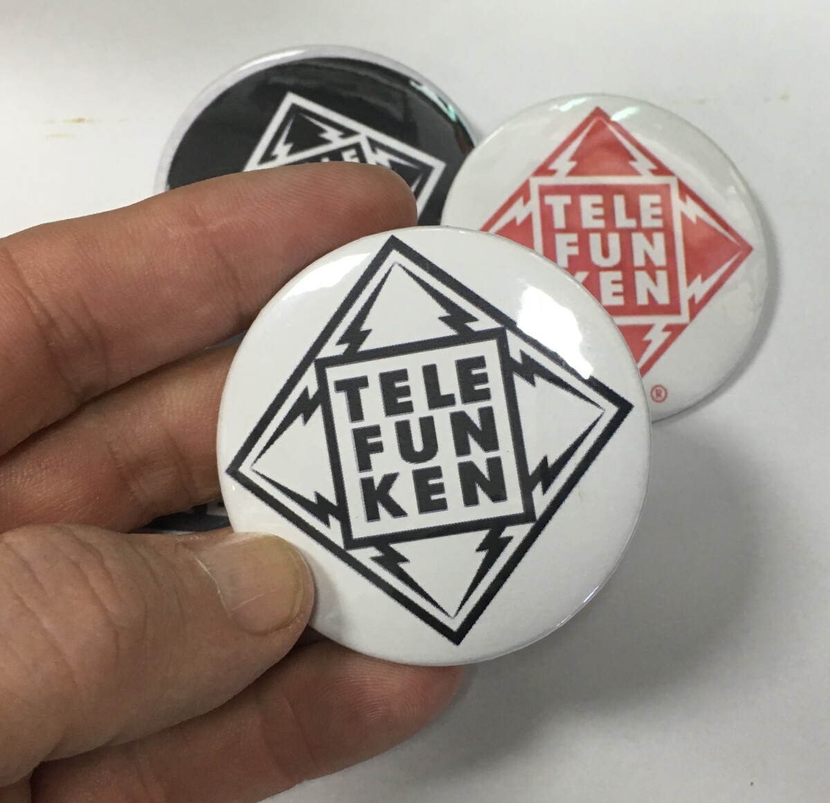 (4) Different NOS Vintage Telefunken logo badges possibly dealer - BUY IT NOW!