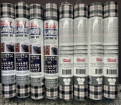 Siser Easypatterns HTV Heat Transfer Vinyl Black/White/Orange Plaid - 2 Roll Lot