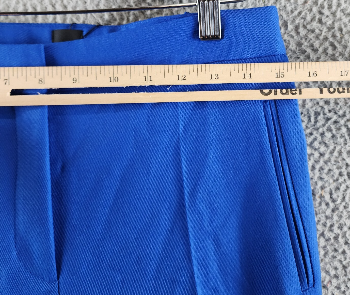 BOSS Talia Wool Blend Flare Leg Pants Women's 8 Bright Blue Solid Side Pockets - Picture 5 of 15