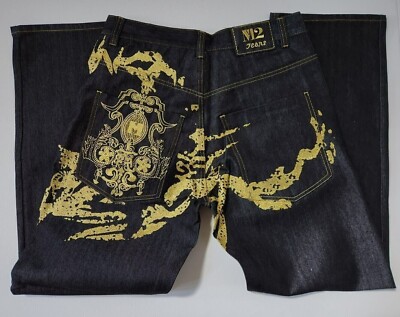 M2 CLASSIC GRAPHIC GOLD GLITTER SHINNY BLACK JEANS ( RARE HTF JEANS!! )