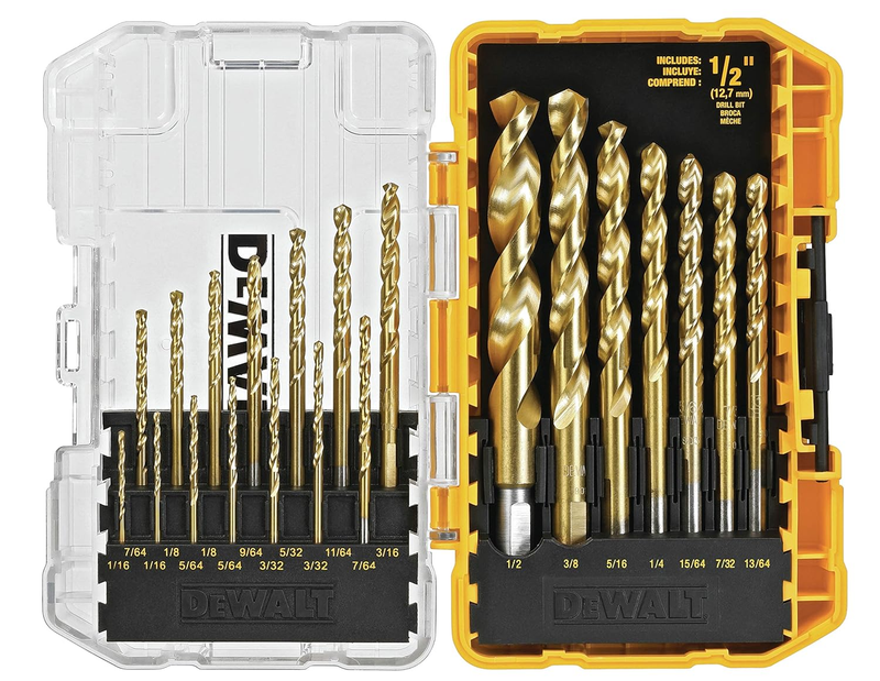 Titanium Nitride Coated Drill Bit Set, 21-Piece (DW1342)
