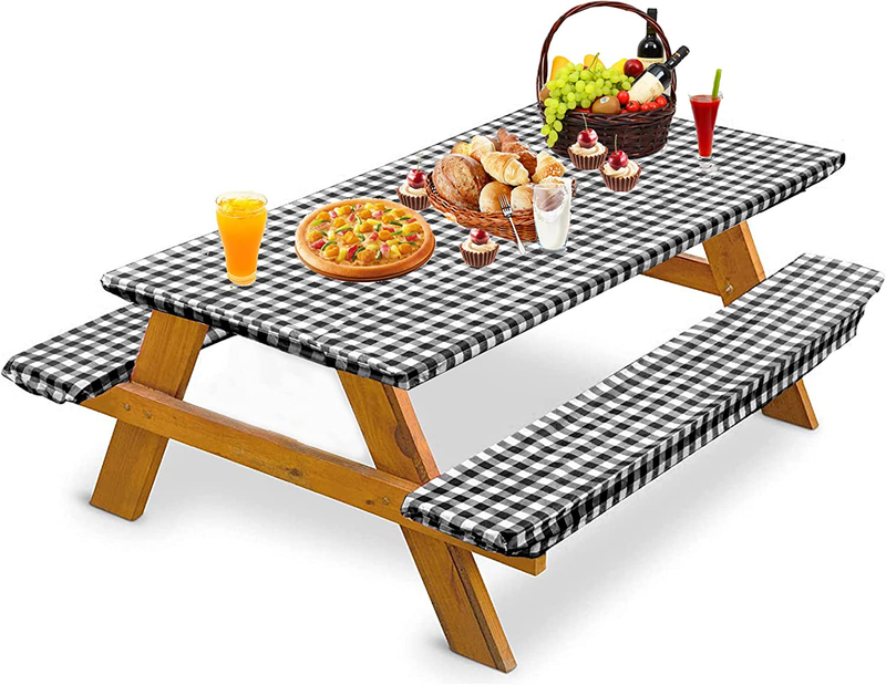 With Bench Covers (72" X 30")- 3 Piece Vinyl Tablecloth Wate