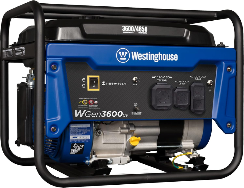 4650 Peak Watt Portable Generator, RV Ready 30A Outlet, Gas Powered, CO Sensor