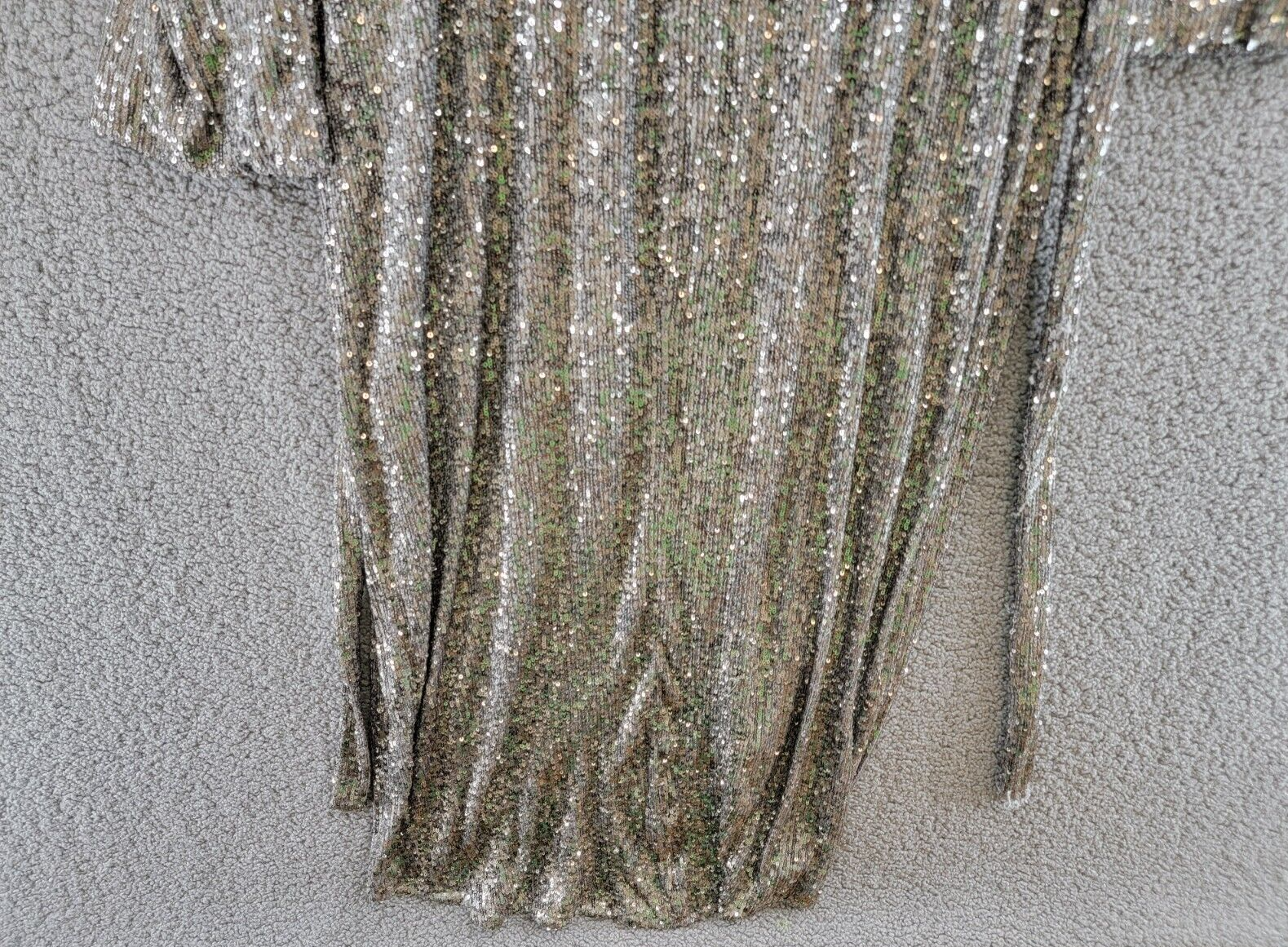 Pre-owned Halston Heritage Halston Falan Sequined Wrap Dress Women's 10 Dark Silver Long Sleeve Lined