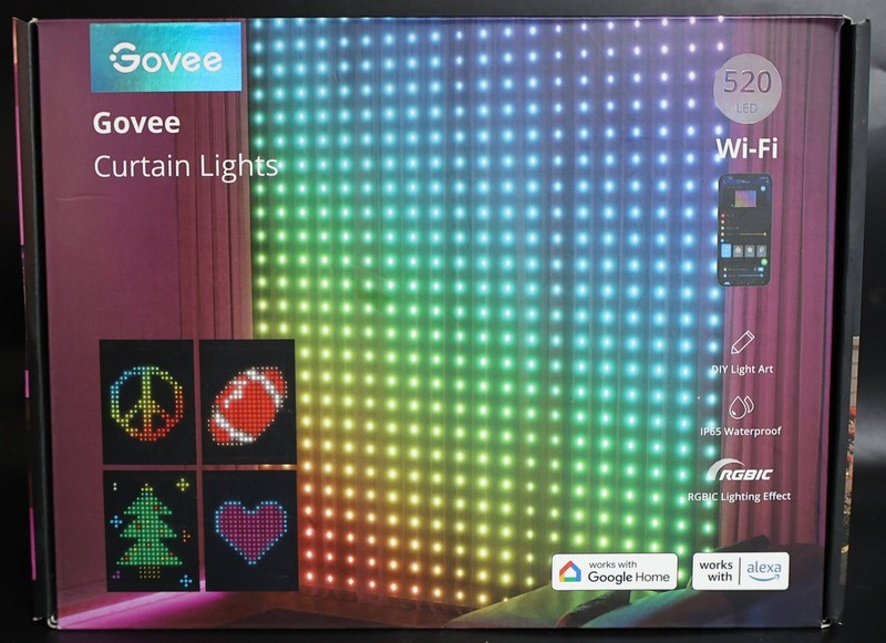 Govee Smart Curtain Lights, 520 LED Lights, RGBIC (H70B1)