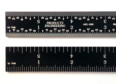 PEC Tools 12'' 4R Rigid Black Chrome,''high-Contrast'' Machinist Ruler with Mark...