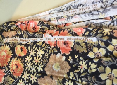 Vintage Fabric Black and Pink Peach Orange Floral 7 2/3 yards  x 46