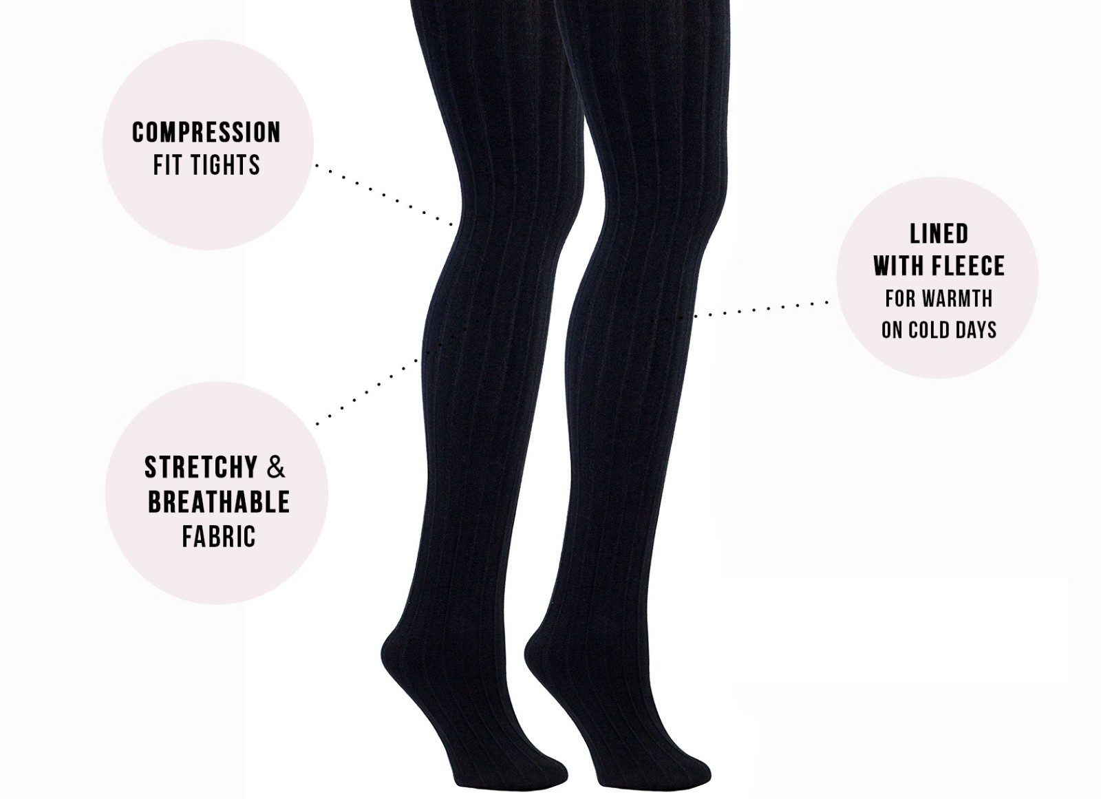 Womens Fleece Lined Ribbed Tights (Gray) eBay