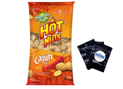Spicy Peanuts in Shell Hot Nuts - (1 Pack) 10 oz Bags - Hampton Farms cajun