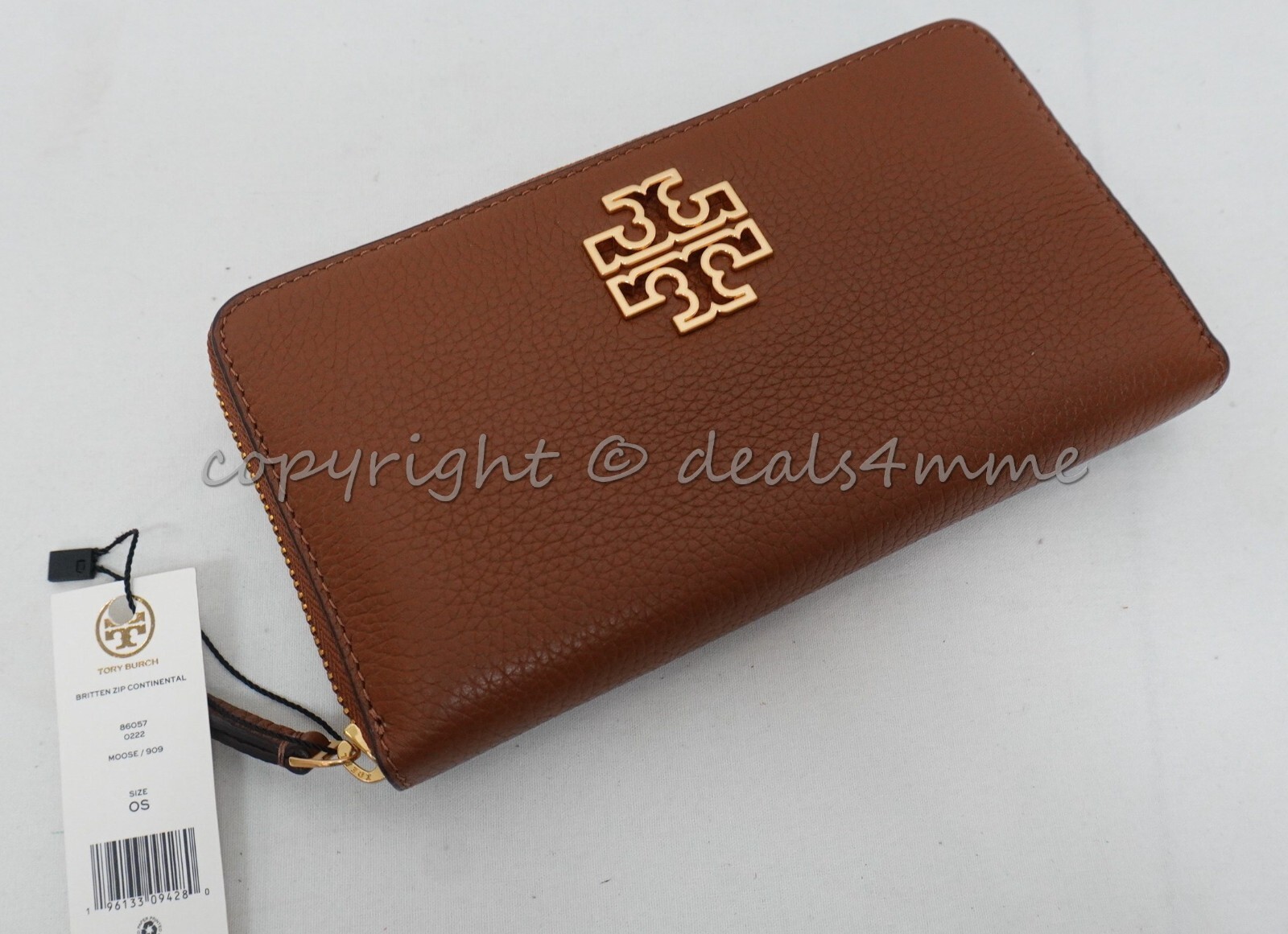 NWT Tory Burch 86057 Britten Zip Continental Wallet in Moose