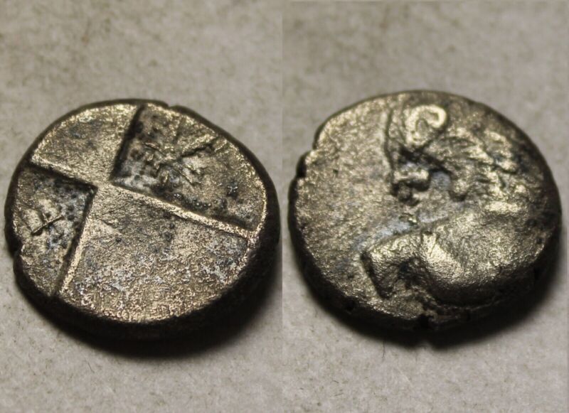 Rare Genuine Ancient Greek Silver Coin Thrace Chersonesos Hemidrachm Lion Ve Bee
