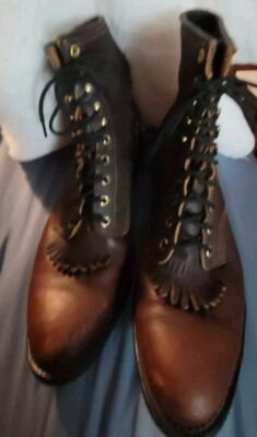 Vintage Biltrite Men's Sz 12 Lace Up Brown Cowboy Boots Almond Toe