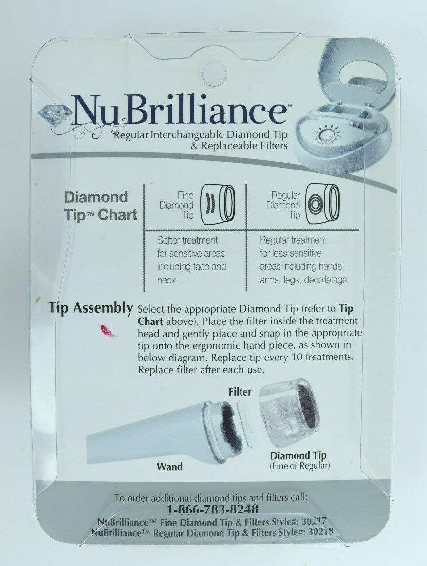 NuBrilliance Nu Brilliance Regular Interchangeable Diamond Tip 10 Filters NIP