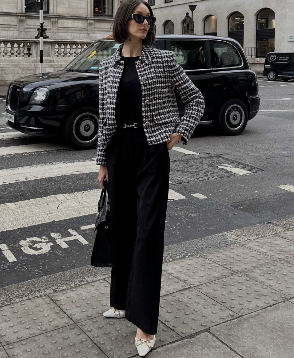 ZARA 白黒チェック ビジネスジャケット ZARA 白黒チェック ビジネスジャケット