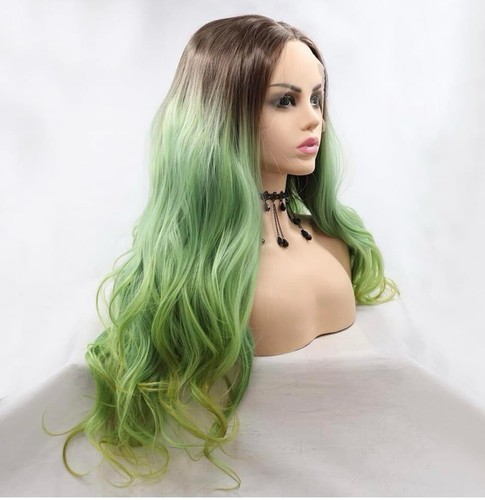 Rswsp 23 inch Natural Full Hair Long Wavy Synthetic Wig - Ombre Silver