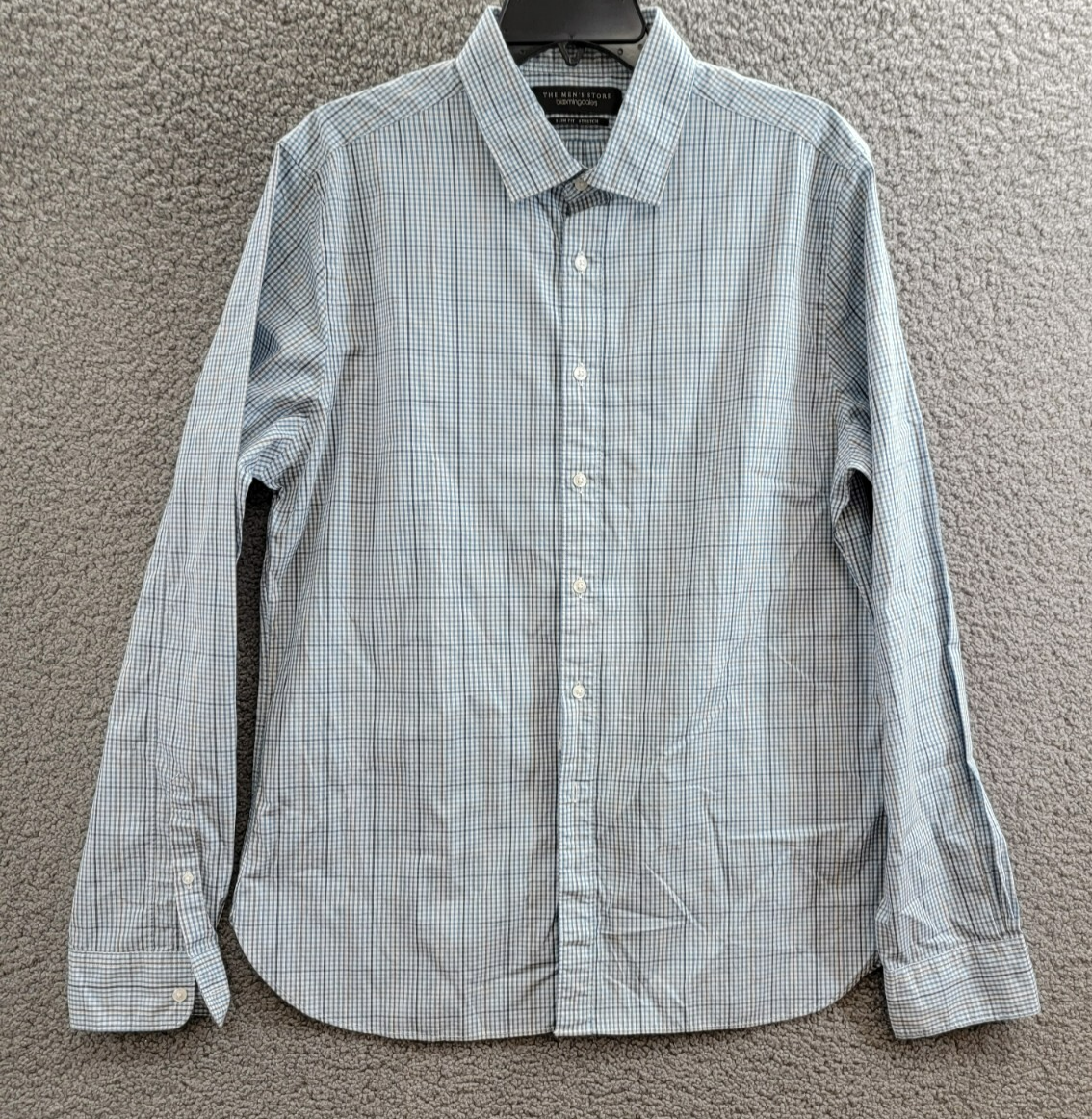 The Men's Store at Bloomingdale's Stretch Slim Fit Button Up Shirt Men's L Slate - Picture 1 of 17