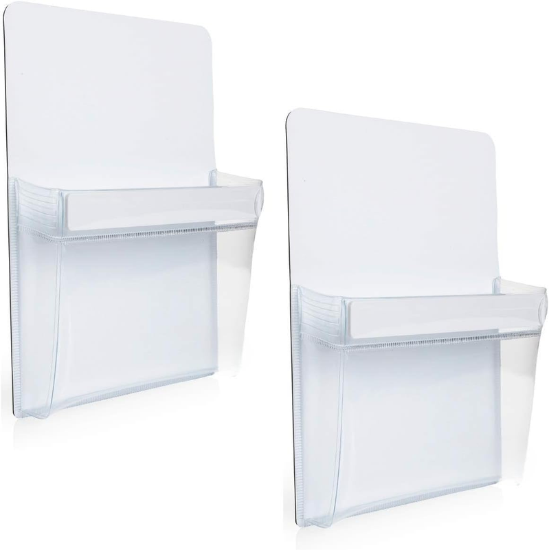 2-Piece Medium-Sized White Refrigerator Pen Holders with Strong Magnets - a Dry-
