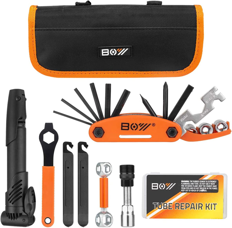 Repair Bag With Tire Pump, Portable Tool Kit For Camping Tra