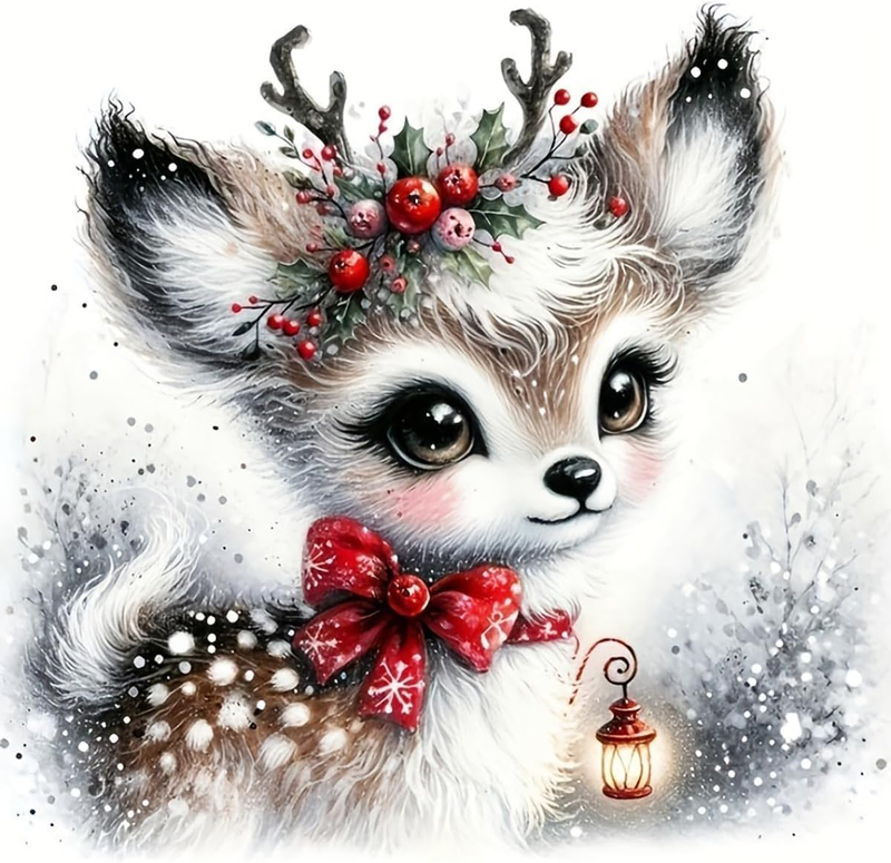Christmas Diamond Art Kits for Adult, Xmas Deer 5D Diamond Painting Kits for Beg
