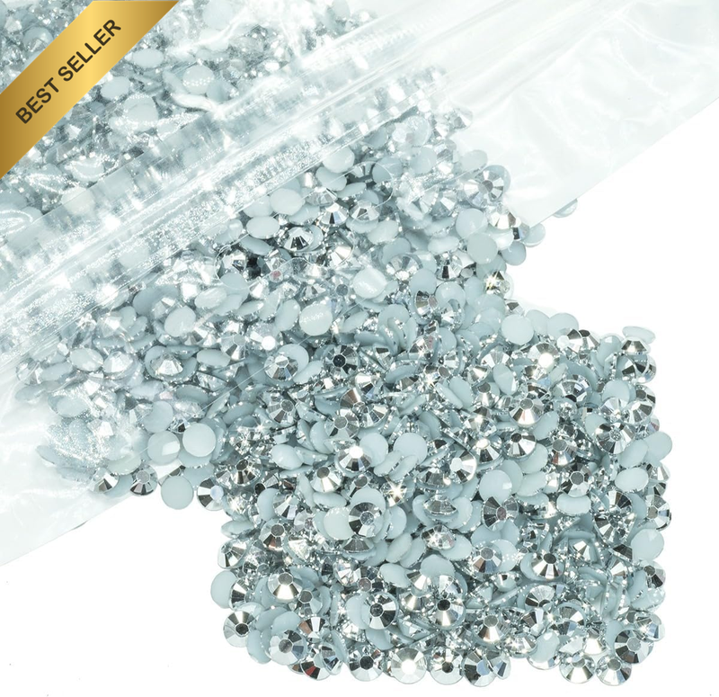 3000PCS 5Mm Silver Resin Rhinestones for Crafts Flatback Mine Silver Rhinestones