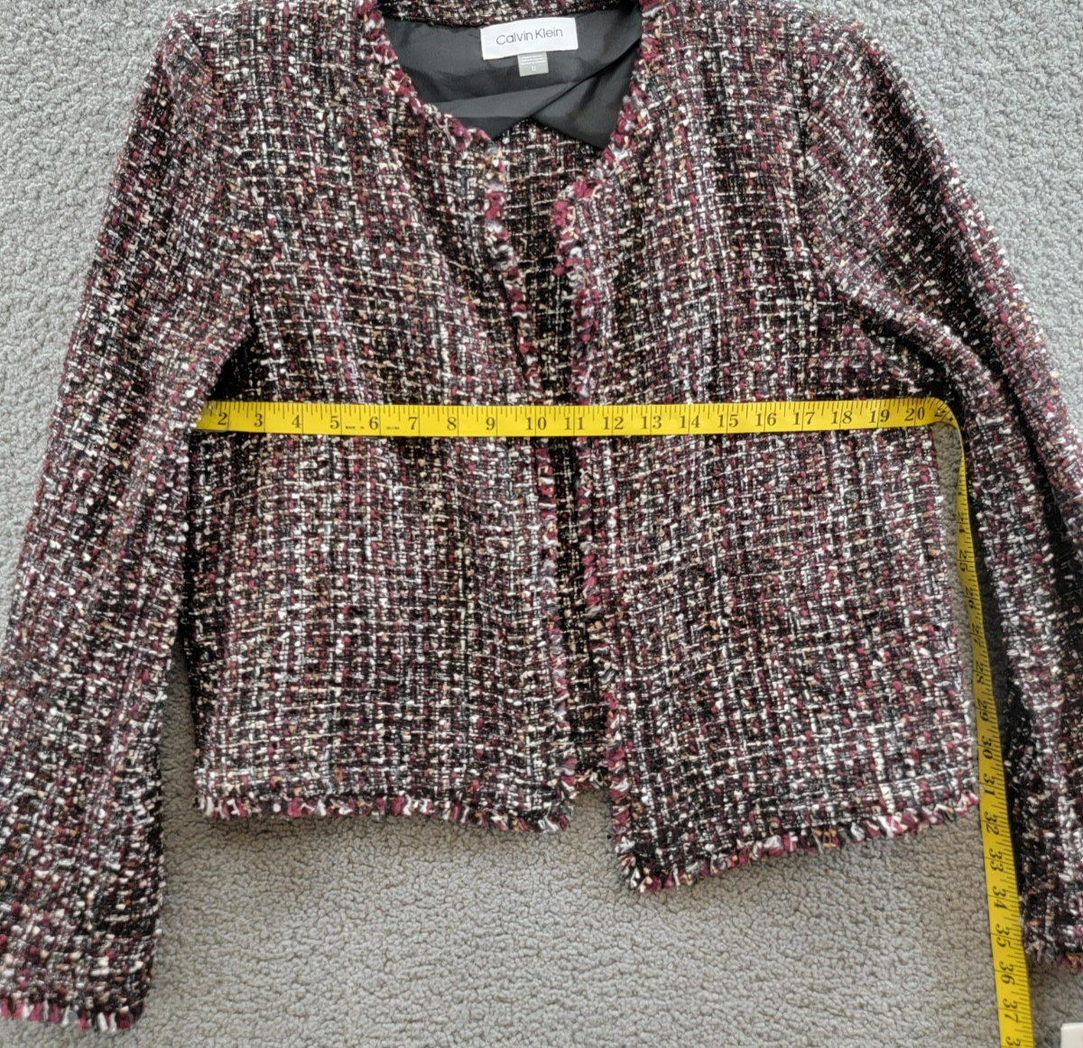 Calvin Klein Tweed Open-Front Wool Blend Blazer Women's 12 Multi Long Sleeve - Picture 8 of 18