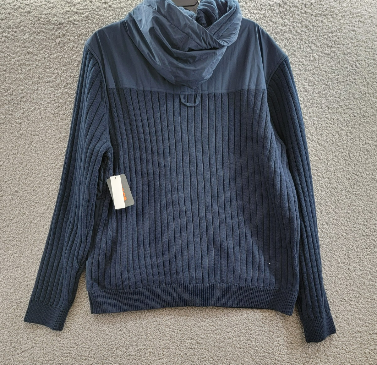 BASS OUTDOOR Mixed Media Zip-Front Hooded Sweater Jacket Men's XL Navy Blaze L/S - Picture 11 of 17