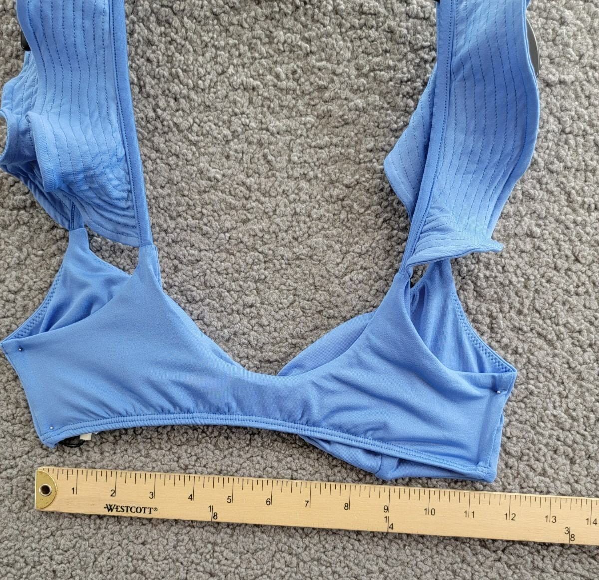 Peixoto Amara Bikini Top Women's S Lazuli Blue Knot Front Ruffle Sleeve Pullover - Picture 12 of 15