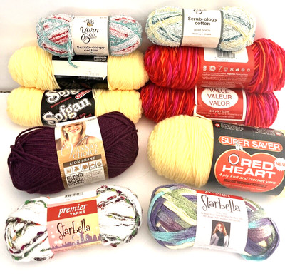 Bundle 10 New Yarn Skeins Multi Brands and Colors